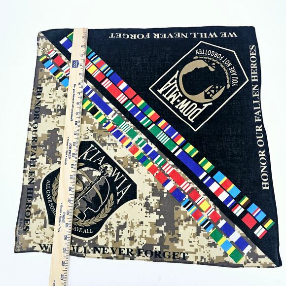 Bundle of 2 Military Ribbons POW MIA and 2nd Amendment Patriotic Flag Bandanas - Picture 3 of 9